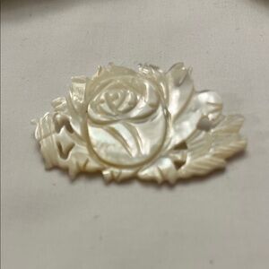 Carved Mother of Pearl Rose Brooch